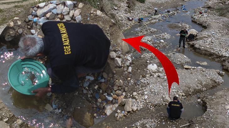 İlçede son çılgınlık! Günlerce arayıp, gram gram topluyorlar: Su geldikçe altın geliyor