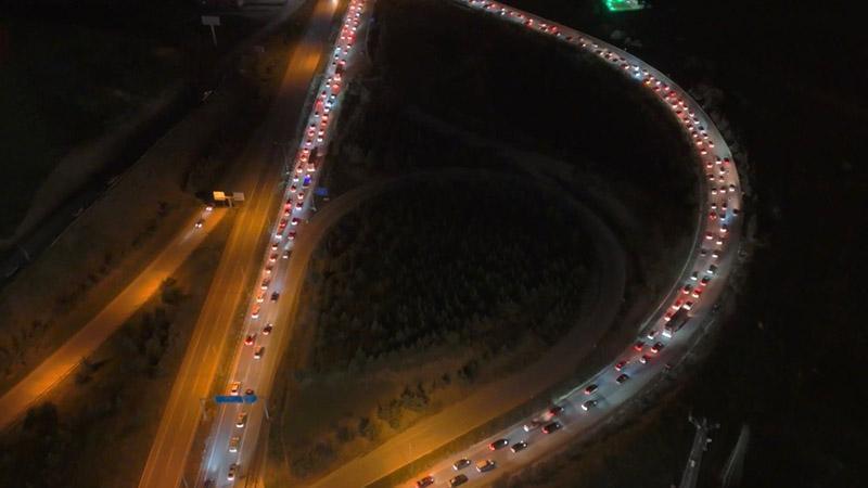 ‘Kilit Kavşak’ Kırıkkale’de bayram dönüş trafiği dron ile görüntülendi