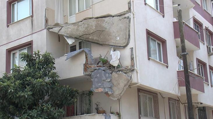 Küçükçekmece'de bir dairenin balkonu çöktü