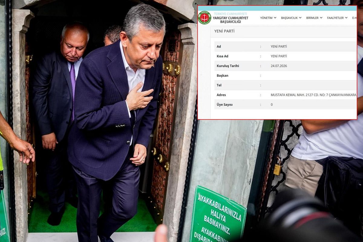 Özgür Özel başkanlığındaki Yeni Parti, Yargıtay resmi sitesine işlendi