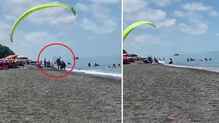 Plajda dehşet anları! Kontrolden çıkan motorlu paraşüt kalabalığa daldı: 3 yaralı
