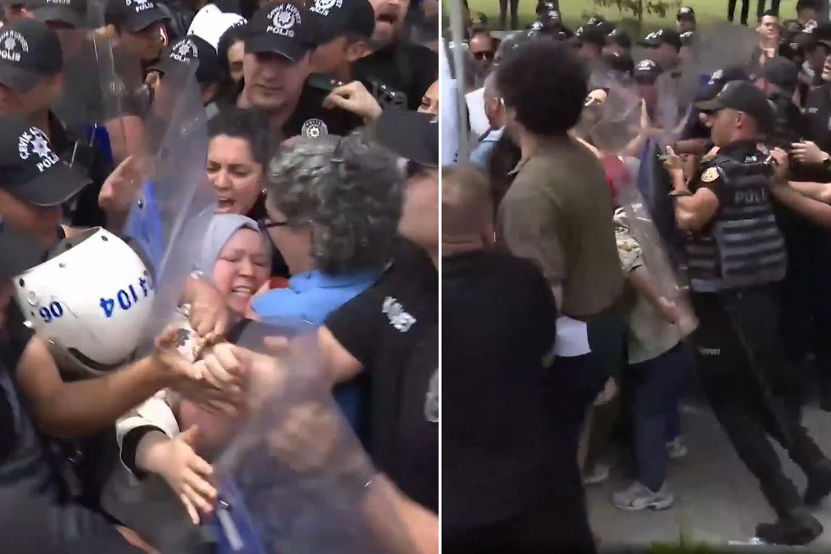 TBMM önünde basın açıklaması yapmak isteyen öğretmenlere polis müdahalesi