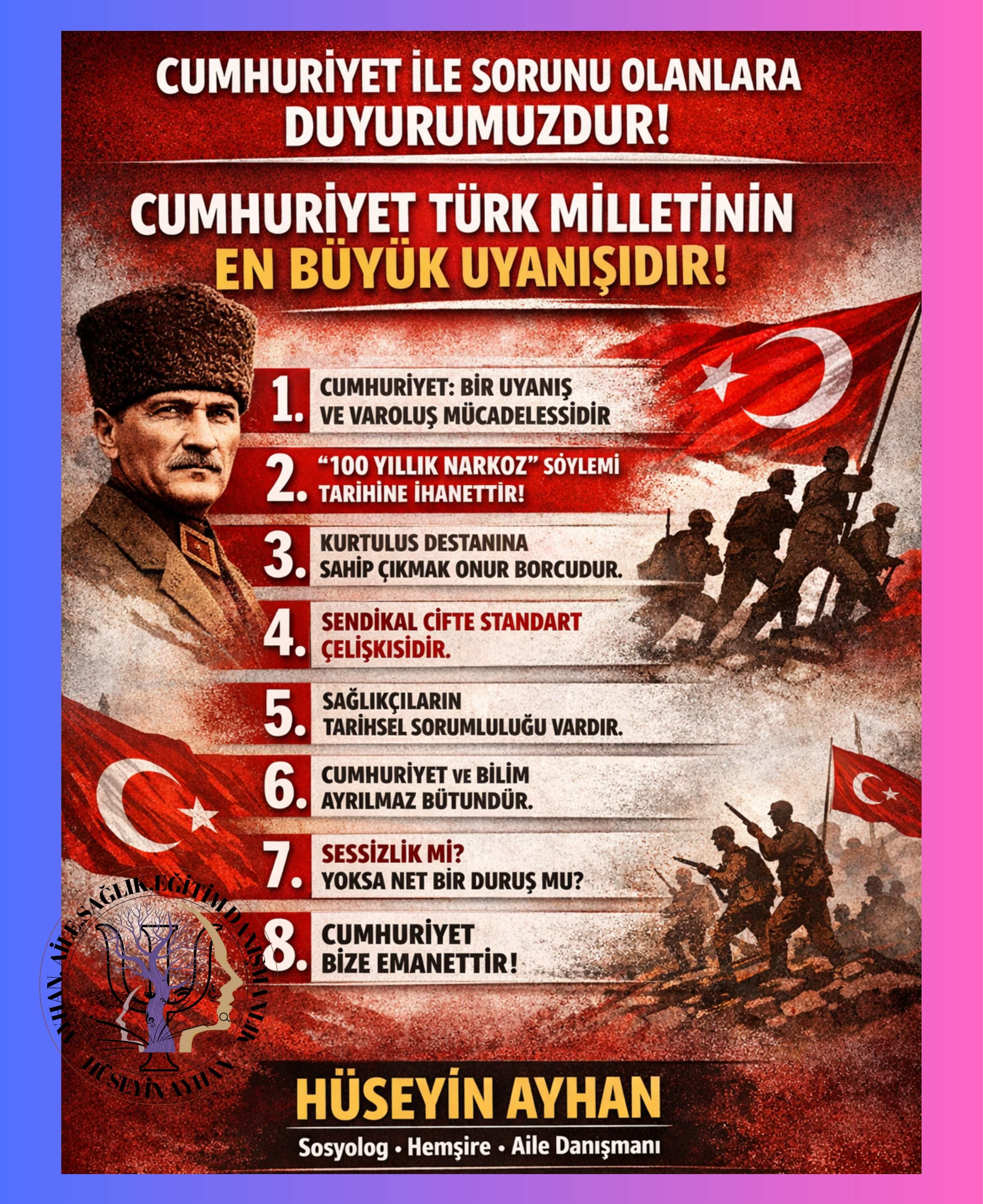 CUMHURİYET İLE SORUNU OLANLAR,CUMHURİYET TÜRK MİLLETİNİN EN BÜYÜK UYANIŞI.